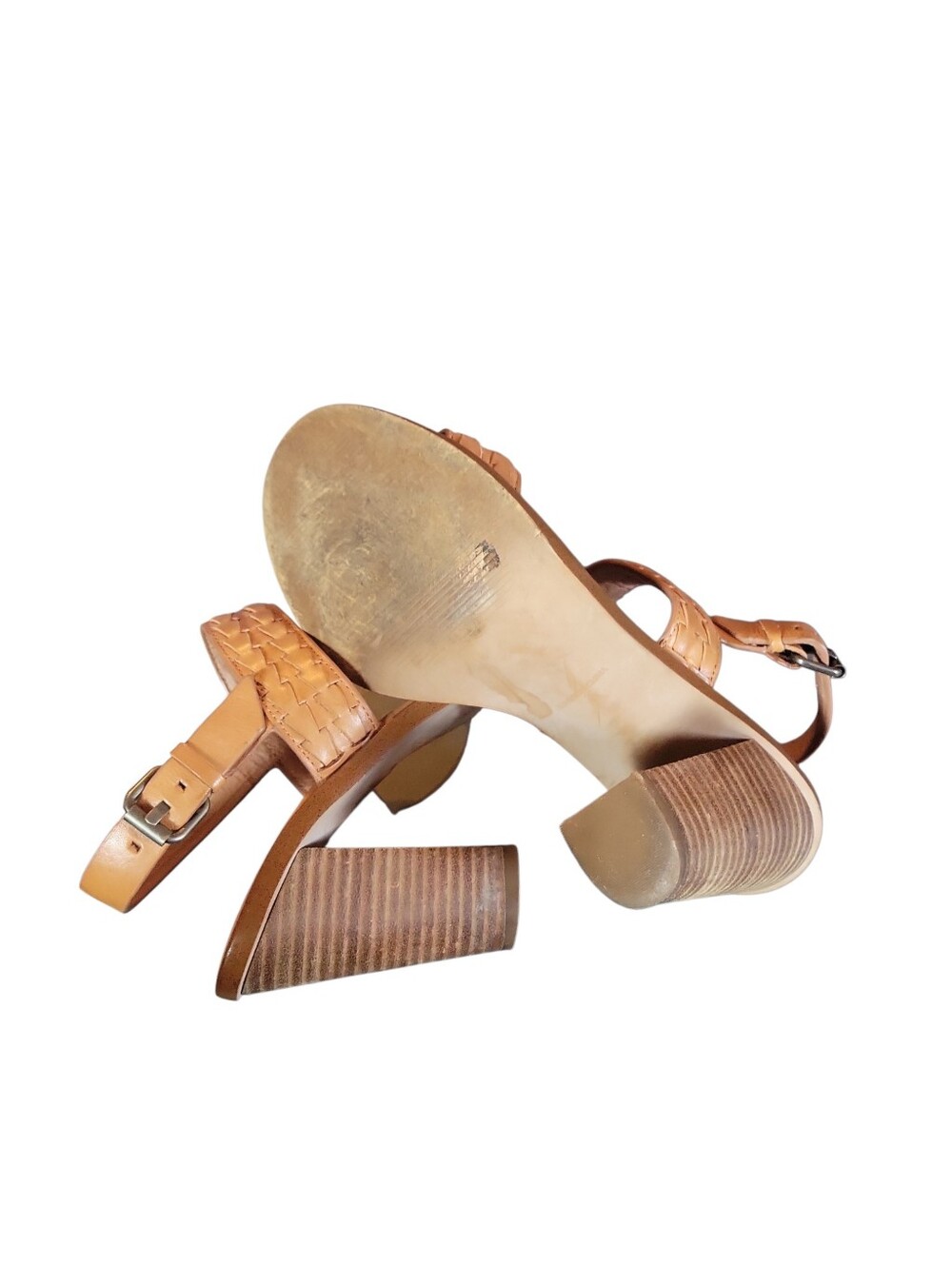 Madewell Hutton Women's Tan Leather Block Stacked 4" Heel Sandals Sz 6 - Picture 10 of 10
